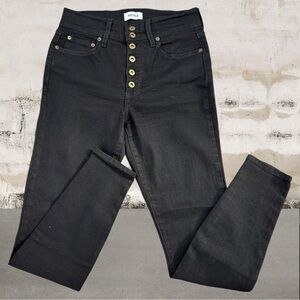 Pistola High Rise Black Jeans with Gold Buttons